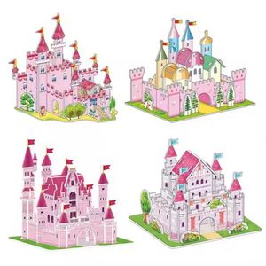 Puzzle 3D personnalisé, modèle de château, maison de poupée, jeux de construction DIY, jouets en carton pliable pour enfants, dessins animés - Product Image 2