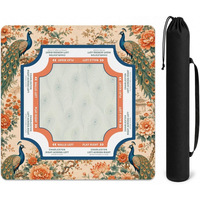 Tapis de Mahjong Série M0808 avec Impression Scène Montagne Hiver, Antidérapant, Réduction du Bruit, Bords Cousus, pour Tables de Mahjong