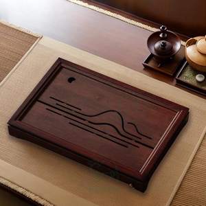 ถาดชาไม้ไผ่โมโซขนาดใหญ่ 17 นิ้ว ดีไซน์พิเศษ ECO GO พร้อมกล่องเก็บน้ำ ชุดน้ำชา สำหรับใช้ในบ้าน/สำนักงาน/ร้านอาหาร - Product Image 1