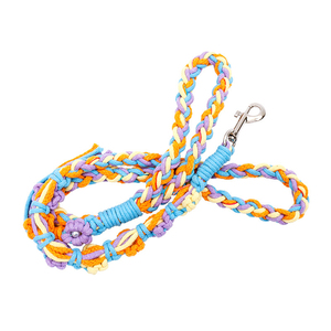 Fábrica OEM Pequeño MOQ Correa Lujo Logotipo personalizado Azul Floral Mascota Algodón Perro Correa Conjunto - Product Image 1