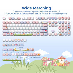 Mushroom Paradise Keycaps ronds mignons profil MOG en PBT par sublimation thermique, 138 touches roses circulaires pour claviers 61/75/87/98/104 - Product Image 4