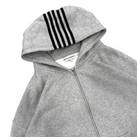 Sweat à capuche zippé surdimensionné et court en molleton de coton épais de haute qualité, à rayures, avec épaules tombantes, style streetwear pour hommes