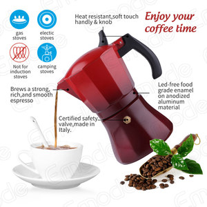 Cafetière italienne Cafetière en aluminium Espresso <span class=keywords><strong>Percolateur</strong></span> Moka Pot Cuisinière Outils de cuisine-Rouge dégradé 3/6/9/12 tasses - Product Image 4