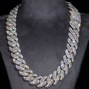 Hiphop stijl VVS <span class=keywords><strong>Moissanite</strong></span> Cuban Link ketting Iced Out custom 925 zilveren diamanten Cuban chain armband Fijne heren sieraden - Product Image 1