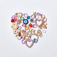 Oferta Especial: Set de Dijes para Hacer Joyas DIY - Surtido en Forma de Corazón con Pedrería, para Manualidades de Pulseras/Collares