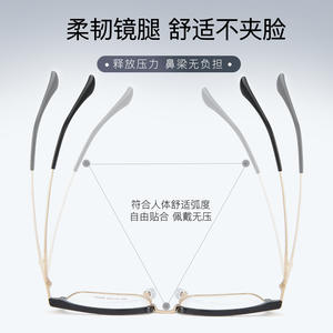 Lunettes de vue demi-cerclées tendance, verres rectangulaires en résine, branches antidérapantes, unisexe, 34806, origine Danyang - Product Image 2