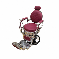 Fauteuil de Barbier Vintage Européen Élégant, Chaise de Coiffure Classique de Luxe au Design Rétro pour Salon de Beauté et Barbier