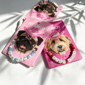 Western Style Alphabet Beaded Pet Collar American Retro <b>Dog</b> Decor Necklace Adjustable Pet Jewelry For Medium <b>Dogs</b> - Product Image 3