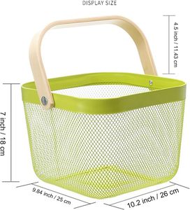 Cesta Organizadora <span class=keywords><strong>de</strong></span> Malla Metálica Multifuncional, Cesta Colgante para Frutas <span class=keywords><strong>de</strong></span> Cocina con Asa <span class=keywords><strong>de</strong></span> Bambú - Product Image 2