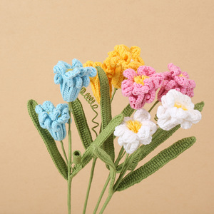 Flor de Lana Tejida a Mano Kexiang, Flor Artificial de Tallo Único, Azul Lago, Blanco, Rosa, Amarillo, Decoración de Escritorio - Product Image 3