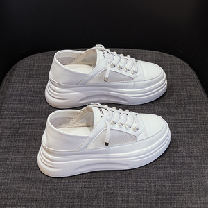 Zapatillas Blancas de Mujer Primavera Verano 2026 con Malla Transpirable, Suela Gruesa que Aumenta la Altura, de Cuero con Cordones, Estilo Casual - Product Image 5