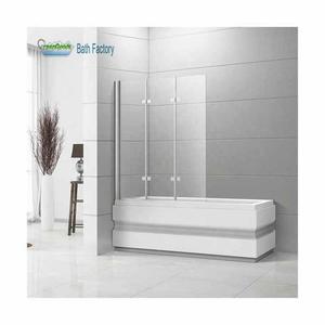 Paravent de douche <span class=keywords><strong>coulissant</strong></span> sans cadre à trois plis avec 3 panneaux en verre trempé de 4 mm d'épaisseur - Product Image 1