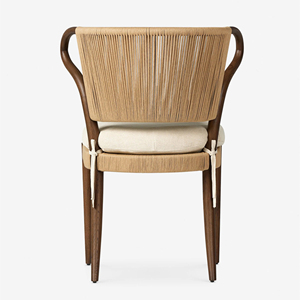 Chaise de salle à manger sans accoudoirs en chêne massif, style dossier à oreilles, siège tressé, design moderne, mobilier de bureau à domicile, panneau en contreplaqué - Product Image 5