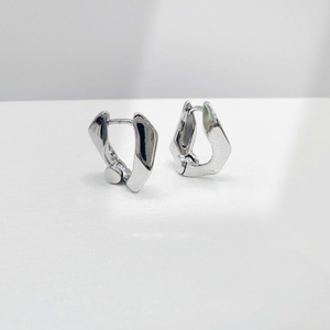 custom plata 925 sterling <b>silver</b> Geometric Hoop Earring high quality hook twisted Minimalist classic dainty fine <b>Huggie</b> Earrings - Product Image 5