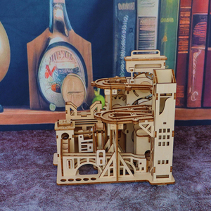 Modèle de château <span class=keywords><strong>en</strong></span> <span class=keywords><strong>bois</strong></span> à <span class=keywords><strong>construire</strong></span> soi-même, circuit de billes découpé au laser 3D, labyrinthe de billes à assembler, kit de construction mécanique de circuit de billes - Product Image 3