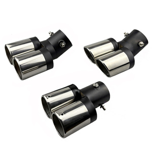 Tubo de escape decorativo cromado de acero inoxidable de 2.48 pulgadas con doble salida para coche - Product Image 3
