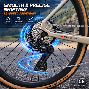 Bicicleta de Carretera y Ciudad GRAVEL V3 con Cuadro de Fibra de Carbono, Frenos de Disco Hidráulicos, Ruedas de Aleación 700C, Durable, Hardtail, Aerodinámica, para Ciclismo - Product Image 2