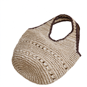 Sac fourre-tout en paille tressée de couleur unie fait main pour femmes, idéal pour la plage et la piscine, grande capacité, design élégant et tendance - Product Image 3