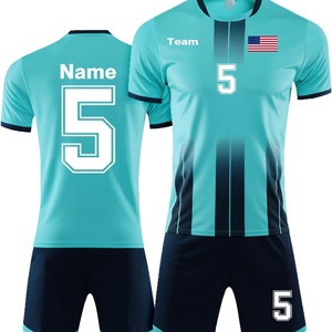 เสื้อฟุตบอลฤดูร้อนโพลีเอสเตอร์ 100% แบบสั่งทำพิเศษสำหรับทุกเพศ ชุดเสื้อและกางเกงฟุตบอลพร้อมชื่อ เบอร์ และโลโก้ - Product Image 3