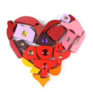 Wooden Building <b>Blocks</b> Set For Kids Early Education Toys With Colorful <b>Shapes</b> And Rhinestones 2 To 4 Years Old Unisex - Product Image 3