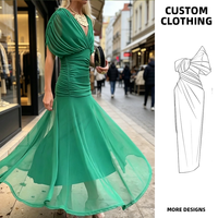 Robe longue chic et élégante pour femme, sans bretelles, décontractée, simple, col en V, patchwork, silhouette sirène drapée, pour l'été 2026, idéale pour les soirées.