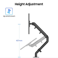 Support double pour écran LCD LED Support de bureau Ressort à gaz pour 2 écrans d'ordinateur jusqu'à 24 pouces-Bras d'écran