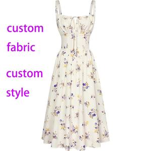 All'ingrosso <span class=keywords><strong>donna</strong></span> elegante abito da sole vittoriano Casual senza maniche senza spalline <span class=keywords><strong>abiti</strong></span> floreali per feste estive - Product Image 3