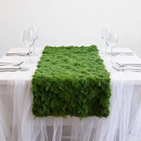 Chemin de table en fausse mousse pour l'artisanat, décoration naturelle pour plantes d'intérieur avec base en tissu, couverture en mousse, tapis en mousse, pour mariage