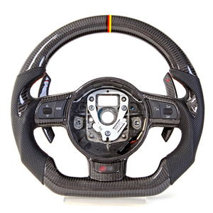พวงมาลัยรถยนต์แบบกำหนดเองขายส่งสำหรับ R8 2007-2015 TT TTRS พวงมาลัยคาร์บอนไฟเบอร์แท้สุดหรูพร้อมแป้นเปลี่ยนเกียร์ - Product Image 1