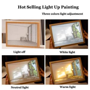 Hình vuông nhà tường nghệ thuật hình ảnh Backlit ánh sáng hiển thị trang trí Poster với bàn đèn Đêm ánh sáng màu sắc đóng gói quà tặng - Product Image 4