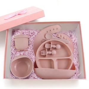 2024 vente chaude sans BPA bébé alimentation vaisselle ensemble forte aspiration bébé assiette avec fourchette cuillère vaisselle ensemble - Product Image 1