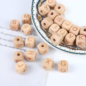 12mm Holz perlen Big Hole Holz Alphabet Schmuck Zubehör quadratische Perlen mit großem Loch - Product Image 1