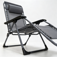 Fauteuil inclinable d'extérieur à gravité zéro avec cadre métallique sur mesure, hauteur réglable, résistant à l'eau et en maille respirante