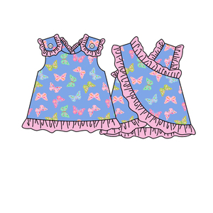 Conjuntos de 2 Piezas de Ropa para Niñas, Camiseta sin Mangas con Lazo de Flores, Algodón y Spandex Transpirable, Pantalones Cortos Tipo Pañal, Ropa para Hermanas - Product Image 6