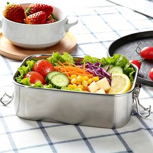 Boîtes à lunch en acier inoxydable 304 de qualité alimentaire, boîtes bento métalliques avec système de verrouillage pour les bureaux, les écoles et les pique-niques en plein air - Product Image 4