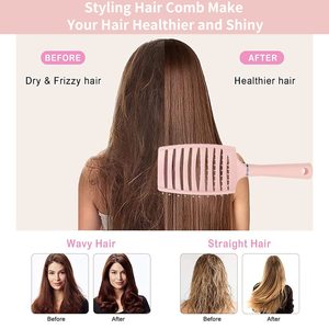 Professional Curved Vented Hair <b>Brush</b> Hollow Design Plastic Hair Comb Wet and Dry <b>Detangling</b> Massage Hair <b>Brush</b> - Product Image 3