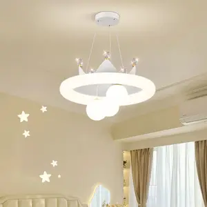 Nordic crema vento lampada camera dei bambini corona Led camera da letto lampada romantica principessa lampada da camera