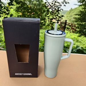 Gobelet isotherme K300 de 40 oz en gros, en stock, avec paille rabattable et poignée, tasse de voyage personnalisée anti-fuite, bouteille à vide pour café - Product Image 4