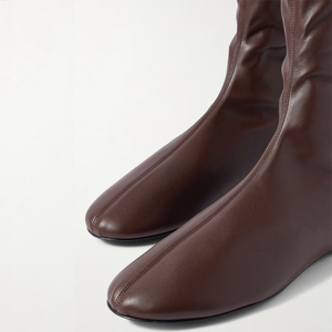 Women Skintight Flat Long <b>Boots</b> Round Toe Over Knee High Flats Shoes Wide Leg Size 46 Big Feet Ladies Booties - Product Image 6