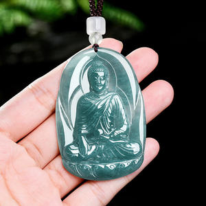 Colgante de Jadeíta Natural Azul Agua con Buda, Diseño Original UNISEX, Estilo Chino, Regalo con Certificado de Tasación E042 - Product Image 3