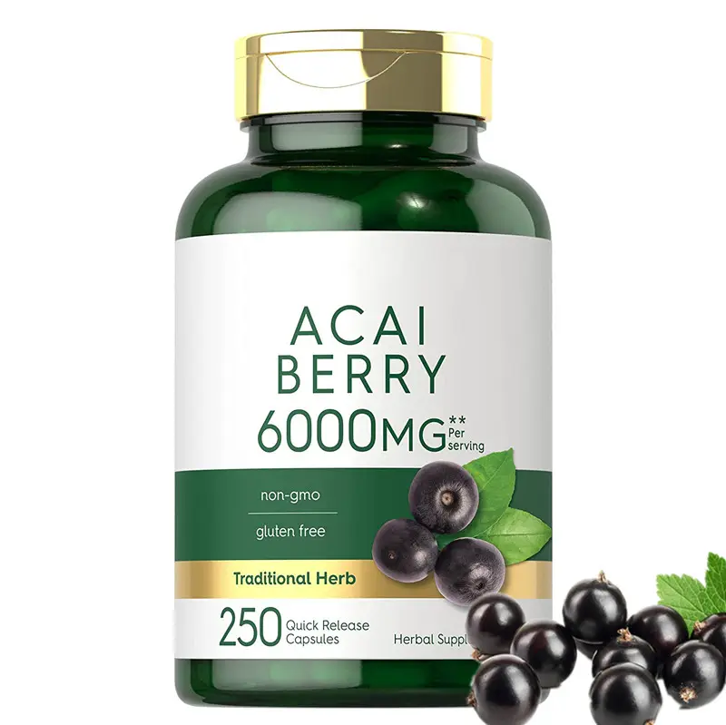 Oem/Odm/Obm Natuurlijke Kruiden 100% Pure Acai Berry Capsules Antioxidant Gewichtsverlies Dieet Afslanken Acai Berry Extract Capsules