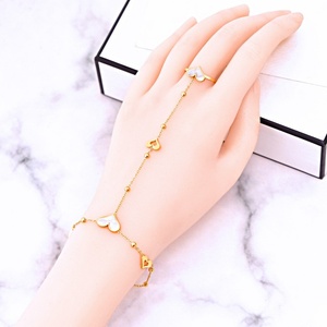 New Internet Popular Women's Trendy Ring One-piece Jewelry Iron Wrist Chain Natural Stone Heart <b>Bracelet</b> Factory Wholesale - Product Image 1