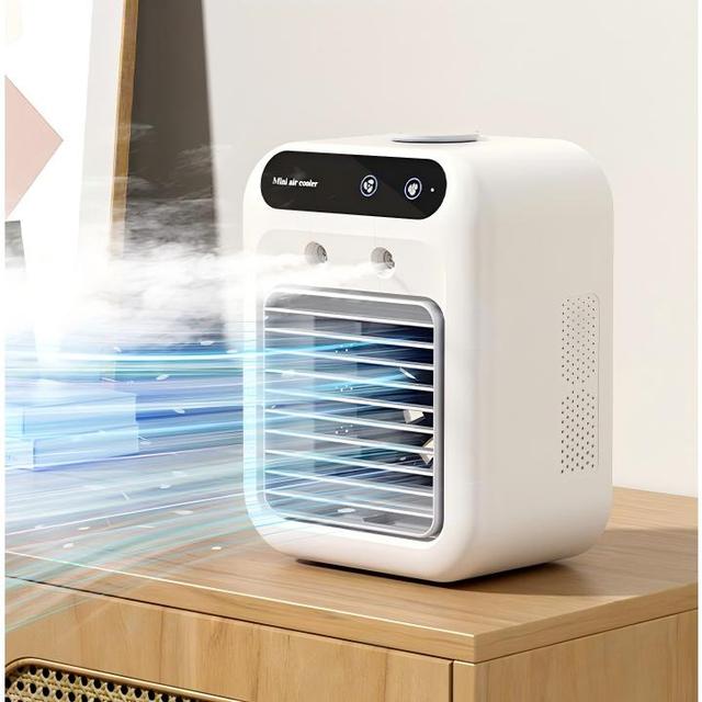 Portable Water Cooled Small Cooling Fan Mobile Mini Evaporative Desk Air Cooler Lasting Spray