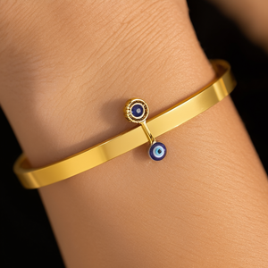 Bracelet de charme tendance plaqué or PVD en acier inoxydable 316L avec motif œil porte-bonheur, bijoux pour femmes - Product Image 3