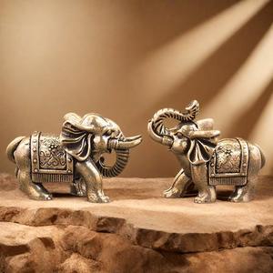 1 шт. миниатюрная латунная фигурка слона, латунный подарок, украшение для гостиной, привлекающее богатство и удачу, декор для дома - Product Image 1