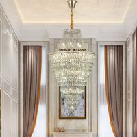 Lustre en cristal de luxe pour salon duplex, style moderne, décoration intérieure, or, long escalier, LED à intensité variable, garantie 3 ans, projet