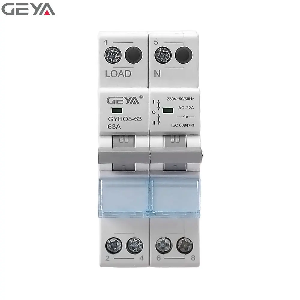 GEYA GYHO8-63 2P modulare a doppia potenza interruttore di trasferimento manuale 63 amp interruttore di cambio prezzo interruttore isolatore
