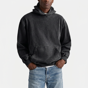 Men's Regular Fit Washed 100% Cotton Hoodie Solid Color Casual Fleece Sweatshirt Winter Streetwear OEM Service Breathable - Product Image 1