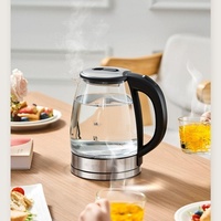 Bouilloire Électrique en Verre 1,8 L, Ébullition Rapide, Sans Fil, Arrêt Automatique, Protection Anti-Ébullition à Sec, Maintien au Chaud pour Thé/Café, Utilisation Extérieure
