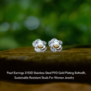Boucles d'oreilles en perles, acier inoxydable 316L, placage or PVD, résistantes et durables, pour femmes. - Product Image 3